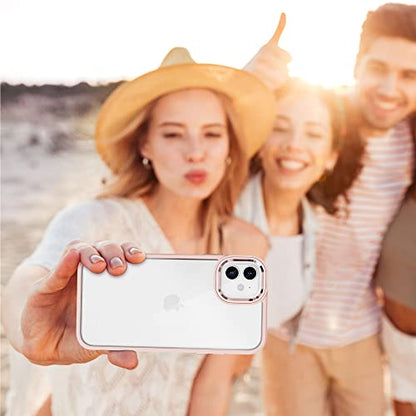 ULAK Clear Case for iPhone 12/iPhone 12 Pro, Hybrid Protective Slim Transparent Anti-Scratch Shock Absorption TPU Bumper Cover Designed Phone Case, Baby Pink | Hybrid Protective Slim Transparent Anti-Scratch Shock Absorption TPU Bumper Cover Designed Phon