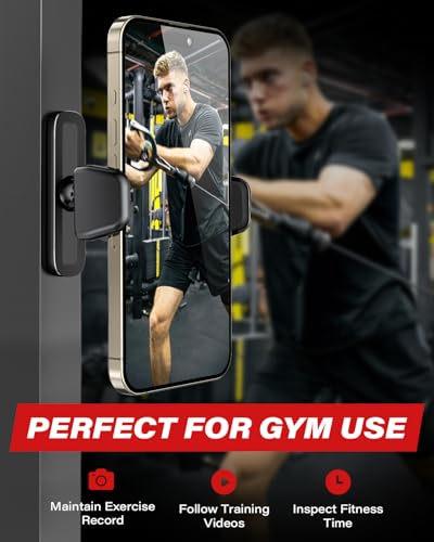 APPS2Car Magnetic Phone Holder for Gym, Aluminum Alloy Base and Joint 360 Adjustable, Compatible with 4.7-6.9" All Phones & Heavy Case, Grey - size: Larger Grey - 1 Pack