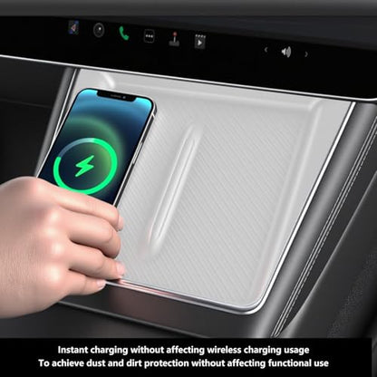 for 2026 2025 Tesla Model Y Juniper New Center Console Wireless Charging Pad Non-Slip Silicone Mat Wireless Charger Mat for Model Y Juniper Center Console (White) - color: White
