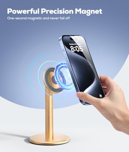 Nulaxy Magnetic Full Aluminum Cell Phone Stand with 360 Rotating, Gold - color: F-Gold