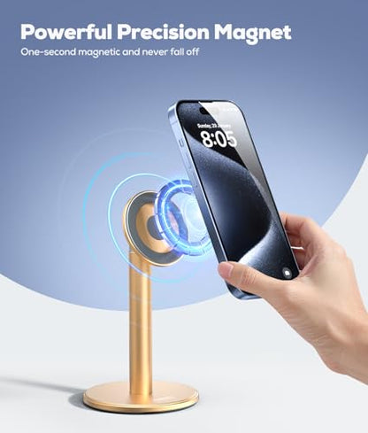 Nulaxy Magnetic Full Aluminum Cell Phone Stand with 360 Rotating, Gold - color: F-Gold