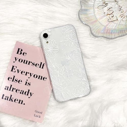 NITITOP Compatible for iPhone 17 Case Cute Clear Floral Flower - White | for Girls Women , Girly , Aesthetic , Soft TPU , Full Camera Lens , Protective , Shockproof Phone Cover - color: White