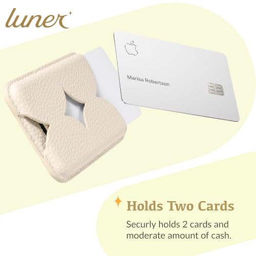 Luner - Leather Magnetic Card Wallet Compatible with Magsafe - for iPhone 17, 16, 15, 14, 13, 12 series - Holds 2 cards - Made of Vegan Leather - Cream - color: Cream, style: Classic