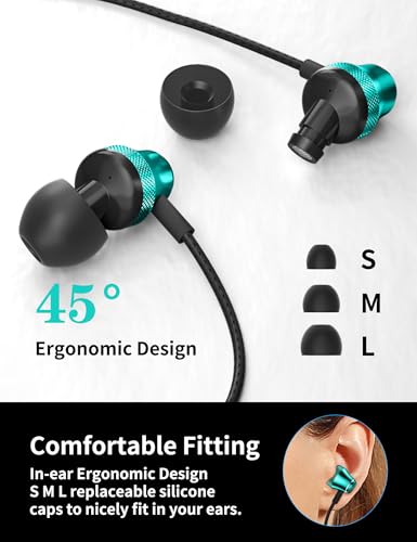 Wired Earbuds for Chromebook Laptop PC,3.5mm in Ear Headphones for Kindle - color: Green
