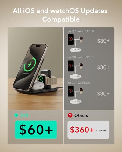 ESR 3 in 1 Wireless Charging Station, for Magsafe Charger Stand - color: Black