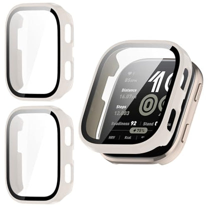 2 Pack for Amazfit Bip 6 Screen Protector Case - color: Beige+Beige