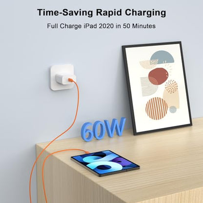 iPad Fast Charging Cable 2 Pack 10ft,USB C Cable for iPhone 17 16 15 - color: Orange