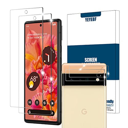 Google Pixel 6 5G Screen Protector + Camera Lens Protectors, [2+2 Pack] Full Coverage Tempered Glass Screen Protector for Pixel 6 [Case-Friendly][Anti-Shatter][3D Glass] - size: Google Pixel 6