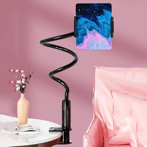 Gooseneck Phone Holder for Bed - Cell Phone Mount Clamp Clip, Flexible Long Arm, Overhead Mount for Desk Headboard Bedside(Black 80cm Phone) - color: black 80cm phone