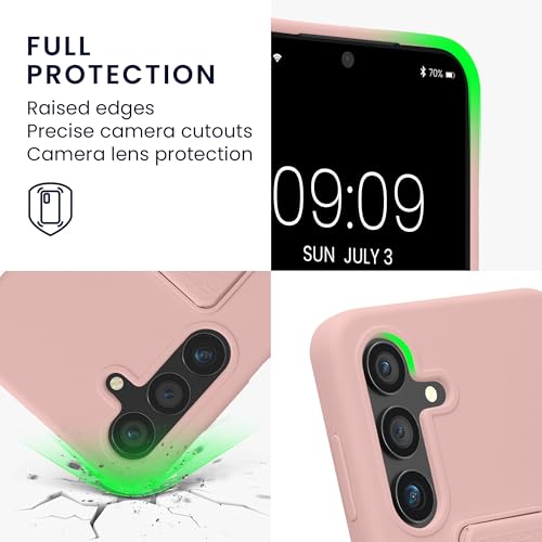 kwmobile Case for Samsung Galaxy S24 Case - Soft TPU Cover with Silicone Coating - with Hand Strap and Stand Function - Shockproof - Dusty Pink - color: dusty pink, size: Galaxy S24