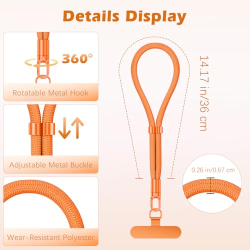 MoKo Phone Wrist Strap Anti-theft, Adjustable Phone Wrist Lanyard - color: Orange & Black