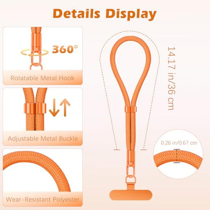 MoKo Phone Wrist Strap Anti-theft, Adjustable Phone Wrist Lanyard - color: Orange & Black