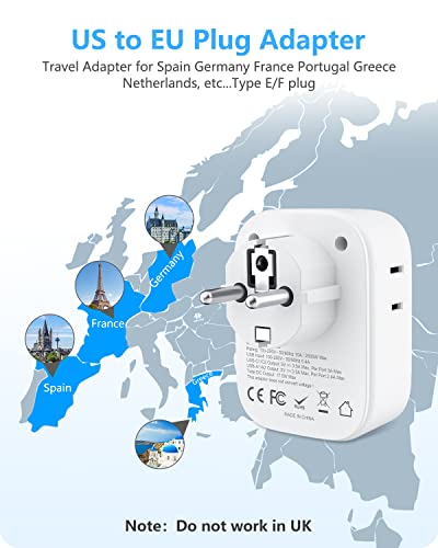 LENCENT Germany France Travel Power Adapter, Schuko Type E/F Power Plug - style: Type E/F-2 Pack-Germany
