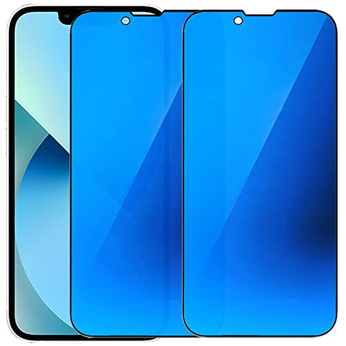 2 Pack Anti-Blue Privacy Tempered Glass for iPhone 13/13 Pro/iPhone 14 / iPhone 17e/ 16e Anti-Spy Screen Protector Film Electroplated 6.1 inch Blue - size: For iPhone 17e/16e/13 Pro/ 13 /14