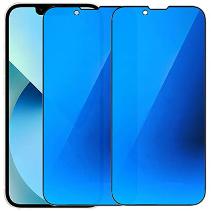 2 Pack Anti-Blue Privacy Tempered Glass for iPhone 13/13 Pro/iPhone 14 / iPhone 17e/ 16e Anti-Spy Screen Protector Film Electroplated 6.1 inch Blue - size: For iPhone 17e/16e/13 Pro/ 13 /14