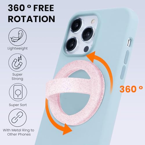 Magnetic Silicone Phone Grip Ring Holder Compatible with MagSafe Phone Case - color: Starlight Powder