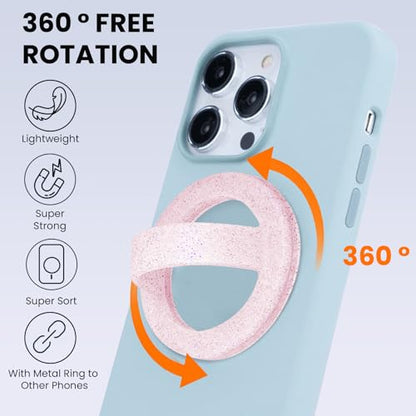 Magnetic Silicone Phone Grip Ring Holder Compatible with MagSafe Phone Case - color: Starlight Powder