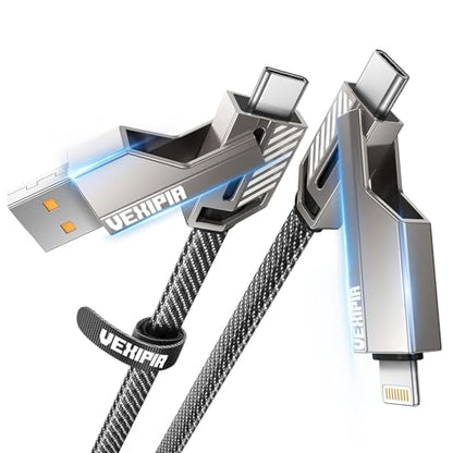 [Upgraded] 4-in-1 USB C Cable 45W 5FT Compatible with Lightning Cable - size: 5FT, style: 45W-Upgraded