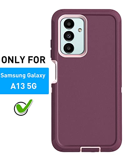 AICase for Galaxy A13 5G Case, Heavy Duty Drop Protection Full Body Rugged Shockproof/Dust Proof Layer Military Protective Tough Durable Phone Cover for Samsung Galaxy A13 5G Burgundy - color: Burgundy
