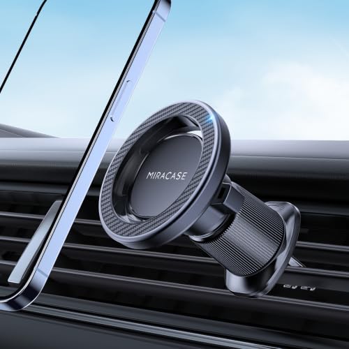 Miracase Car Phone Holder for Magsafe [Strong Magnets] Magnetic Phone Holders for Your Car, 360°Adjustable Air Vent Hands Free Cell Phone Mount Cradle Fit iPhone 17-12 & All Smartphones, Carbon Fiber - color: Carbon Fiber Black