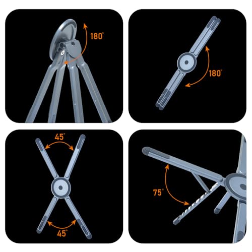 Foldable Laptop Stand, Adjustable w/Magnetic Phone Holder, Aluminum 10-16" - color: Silver Gray