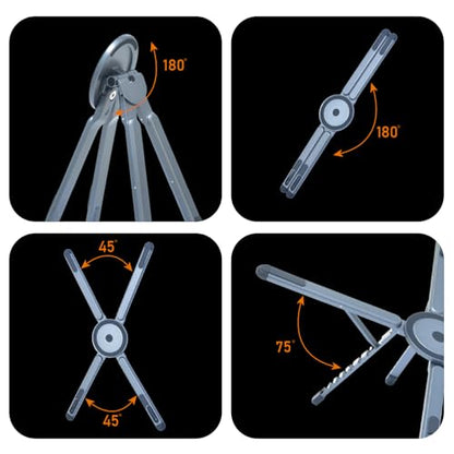 Foldable Laptop Stand, Adjustable w/Magnetic Phone Holder, Aluminum 10-16" - color: Silver Gray