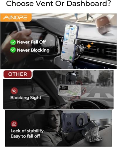 AINOPE Car Vent Phone Mount, Gravity Phone Holder Car, 2 Pack - color: Black for 2 Pack