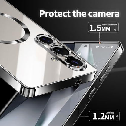 Hurgoer for Samsung Galaxy S25 Plus Case.Soft TPU Electroplated Frame Cover with Clear Back.Drop Tested Protective Full Body S24 Plus Case.Thin Light Slim【Not Magsafe】 (Black, S25/S24 Plus) - color: Black, size: S25/S24 Plus