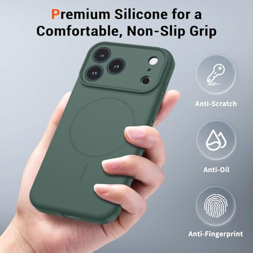 SUPFINE Silicone & Magnetic for iPhone 17 Pro Case - color: Acacia Green, size: iPhone 17 Pro
