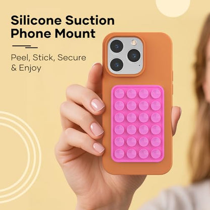 Silicone Phone Sticky Grip, Suction Phone Case Mount for iPhone and Android, Hands-Free Sticky Cell Phone Grip, Mobile Fidget Mirror Holder for Selfies and Videos - color: Cotton Candy Cloud（Light Pink）