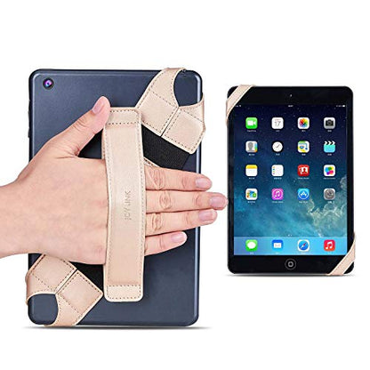 Universal Tablet Hand Strap Holder, Joylink 360 Degrees Swivel Leather Handle Grip with Elastic Belt, Secure & Portable for 7.9" Tablets (Samsung Asus Acer Google Kindle iPad Mini), Gold - color: Gold