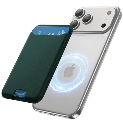 TWZKG for MagSafe Wallet, 3 Cards Holder, Slim Magnetic Phone Wallet for iPhone 17/16/15/14/13/12 Pro Max Plus Air Series,RFID Blocking Vegan Leather,Night Green - color: Night Green