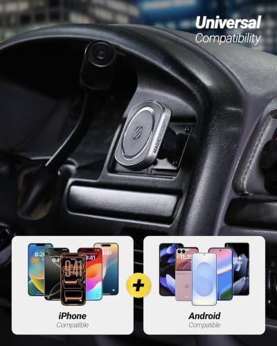 Scosche MagicMount Pro2 Magnetic Phone Holder for Car, MagSafe Car Mount, Includes Dashboard & AMPS Adapters, Magnetic Cell Phone Car Mount for iPhone, Compatible with Samsung & Android