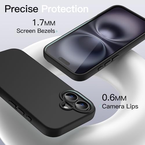 JETech Silicone Case for iPhone 16, Black | Silky Soft Touch, Shockproof Protection, Scratch Resistant, Microfiber Lining - color: Black, size: iPhone 16