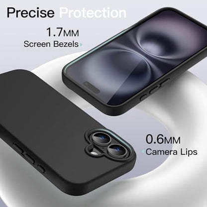 JETech Silicone Case for iPhone 16, Black | Silky Soft Touch, Shockproof Protection, Scratch Resistant, Microfiber Lining - color: Black, size: iPhone 16