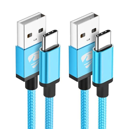 Aioneus USB A to USB C Cable 10 FT 2Pack 3A Fast Charging USBC Cord Braided - color: Blue