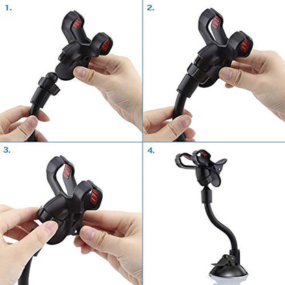 ivoler Car Phone Mount Windshield, Long Arm Clamp Universal Windshield