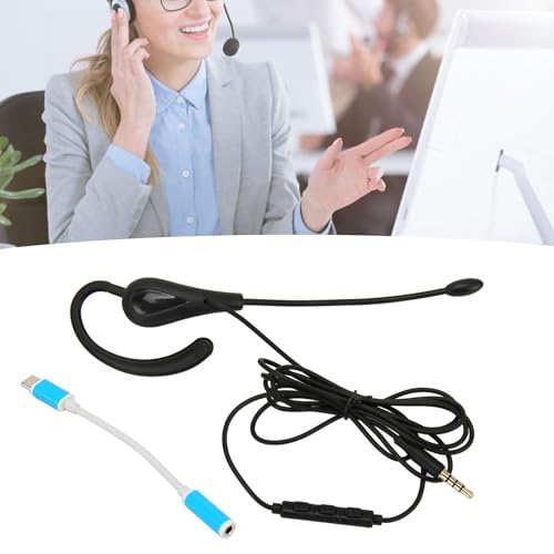 Cyrank Single Earbud, Mono Headphone Noise Cancelling One Ear Sport Earphone with Mic Wired One Ear Earphone Headset for Office(Type-c)