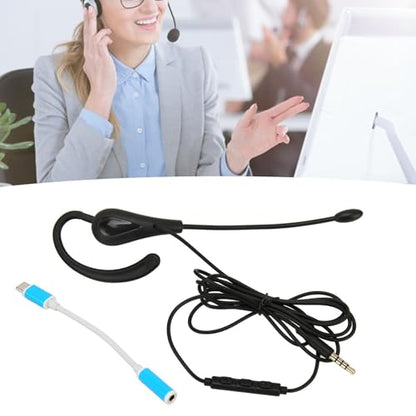Cyrank Single Earbud, Mono Headphone Noise Cancelling One Ear Sport Earphone with Mic Wired One Ear Earphone Headset for Office(Type-c)