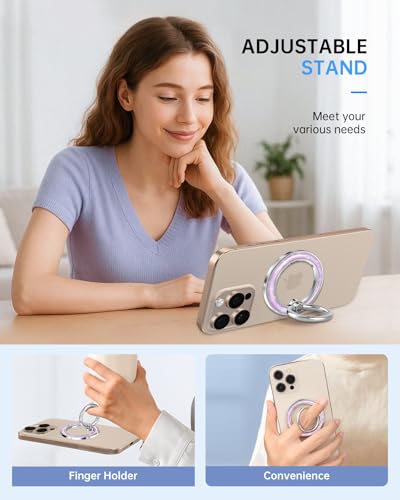 Magnetic Phone Ring Holder, Cell Phone Grip Stand, Purple Conch - color: Purple Conch