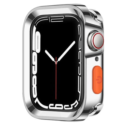 Amizee Rugged Case Compatible with Apple Watch Case Series 9/8/7 41mm SE 3/2/1 Series 6/5/4 40mm, Soft TPU Shockproof Bumper Drop Proof Protective Cover Compatible with iWatch - Plating Silver - color: Plating Silver, size: 40mm/41mm