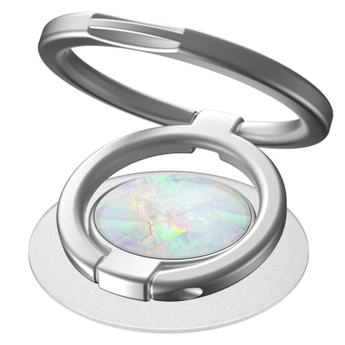 Phone Grip Holder, Phone Ring Holder Finger Kickstand, Foldable & Adjustable Rotatable Double Metal Cell Phone Rings Gripper Stand for iPhone Samsung & Other Phones - Silver Opal - color: Silver Opal