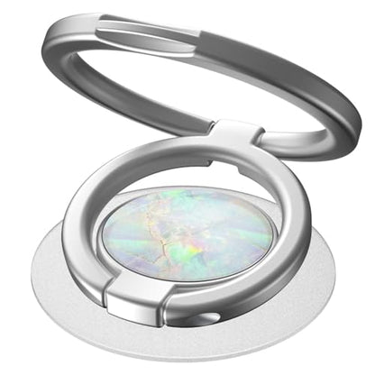 Phone Grip Holder, Phone Ring Holder Finger Kickstand, Foldable & Adjustable Rotatable Double Metal Cell Phone Rings Gripper Stand for iPhone Samsung & Other Phones - Silver Opal - color: Silver Opal