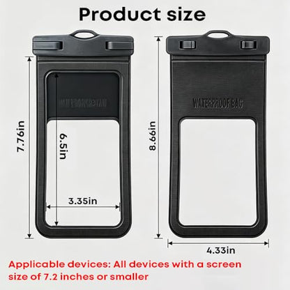 Waterproof Phone Pouch Case - [2 Pack][Easy Lock & Heavy Duty] IPX8 Water Proof Cell Phone for Beach, Swimming Equipment Bags for iPhone 17 16 15 14 13 12 Pro Max Plus, Galaxy S25, 4-7" Black, White
