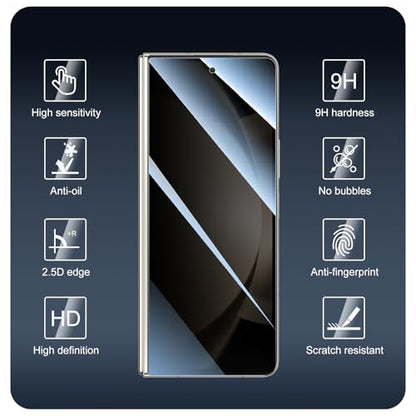 Privacy Screen & Camera Lens Protector for Samsung Galaxy Z Fold5, Double Shatterproof Anti-Spy Tempered Glass, Private Black Protection, 9H Hardness Anti-Scratch Case-Friendly, 3 Pack Each - color: Fold5 Black