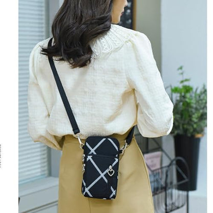 Small Crossbody Bag for Women - Mini Phone Purses with Crossbody Strap and Wallet - Nylon Arm Bag - color: B-white Stripes