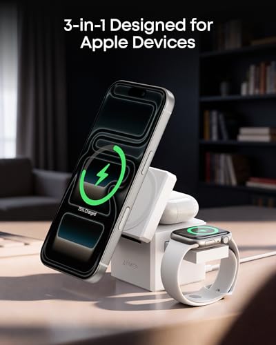 Anker 3-in-1 Cube MagSafe Compatible Qi2 15W Foldable Charging Station - color: Aurora White