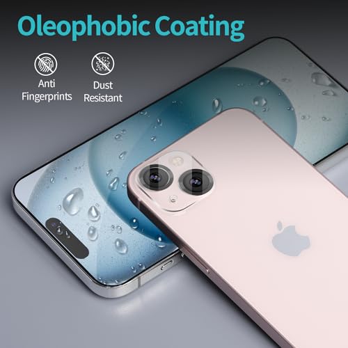 PEHAEL for iPhone 15 Privacy Screen Protector+Camera Lens Protector