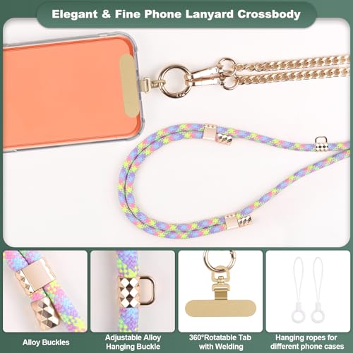 YFWE Phone Lanyard Crossbody, Adjustable Cell Phone Lanyard Neck Strap for All Phones, Universal Skin Friendly Phone Strap Crossbody for Women and Men - color: Colorful 1