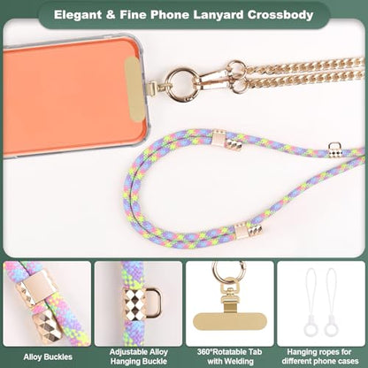 YFWE Phone Lanyard Crossbody, Adjustable Cell Phone Lanyard Neck Strap for All Phones, Universal Skin Friendly Phone Strap Crossbody for Women and Men - color: Colorful 1